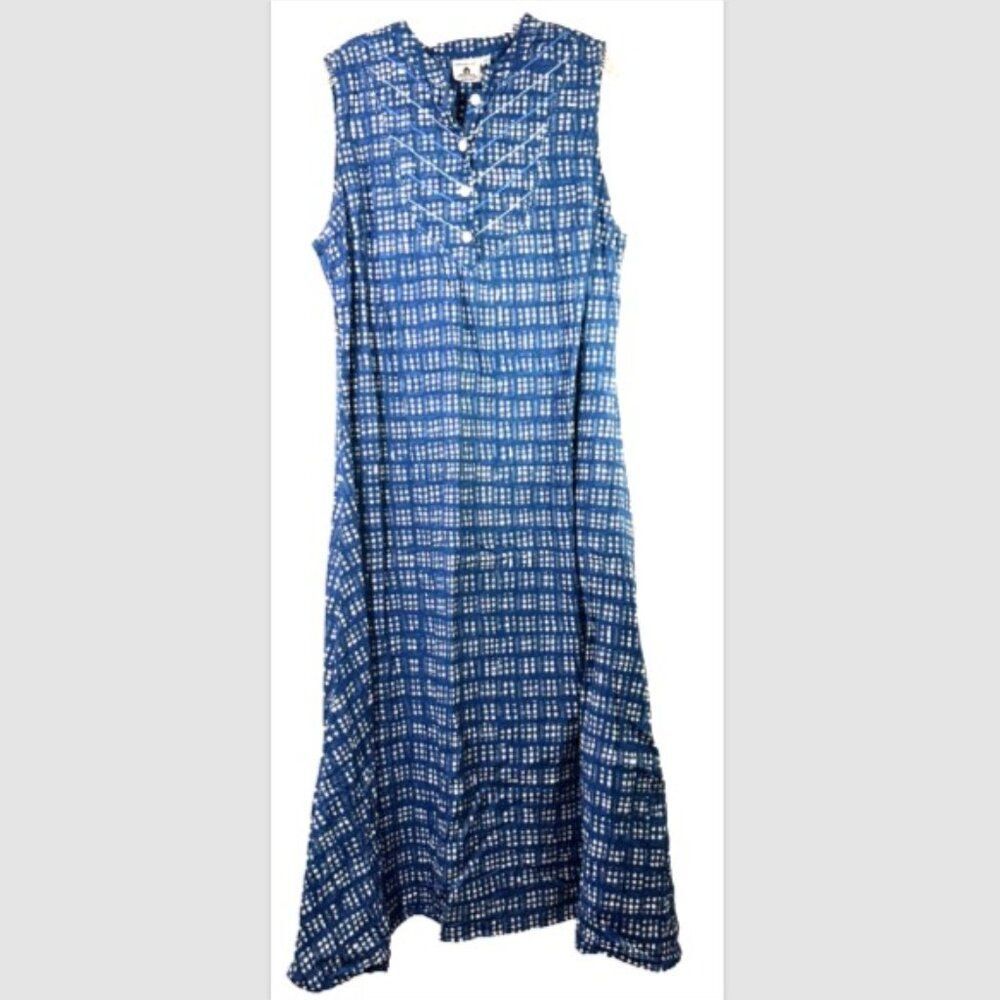 Dignity Not Charity Marketplace India Maxi Dress blue white 1W Womens modest